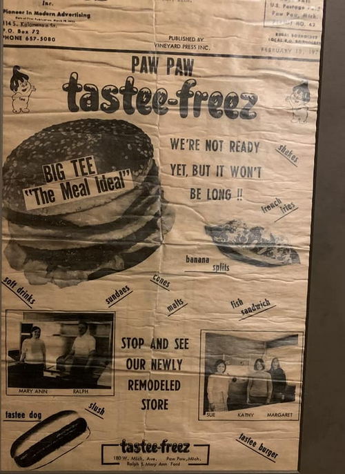 Tastee Freez Big Tee Burger (Jonesys Pizza) - Old Ad